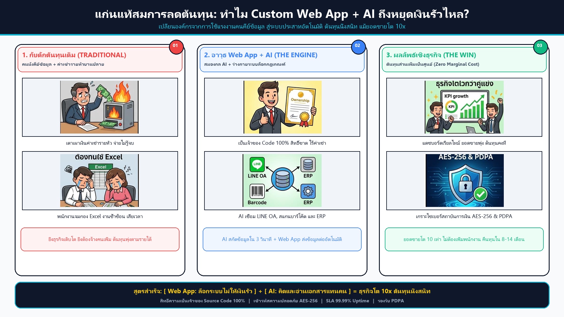 แก่นแท้ Web App + AI • ยอดขายโต 10x ต้นทุนคงที่