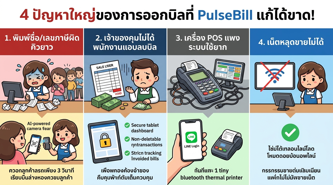 PulseBill • แก้บิลผิด-ทุจริต-เน็ตหลุด เลิกเขียนบิลมือ 100%